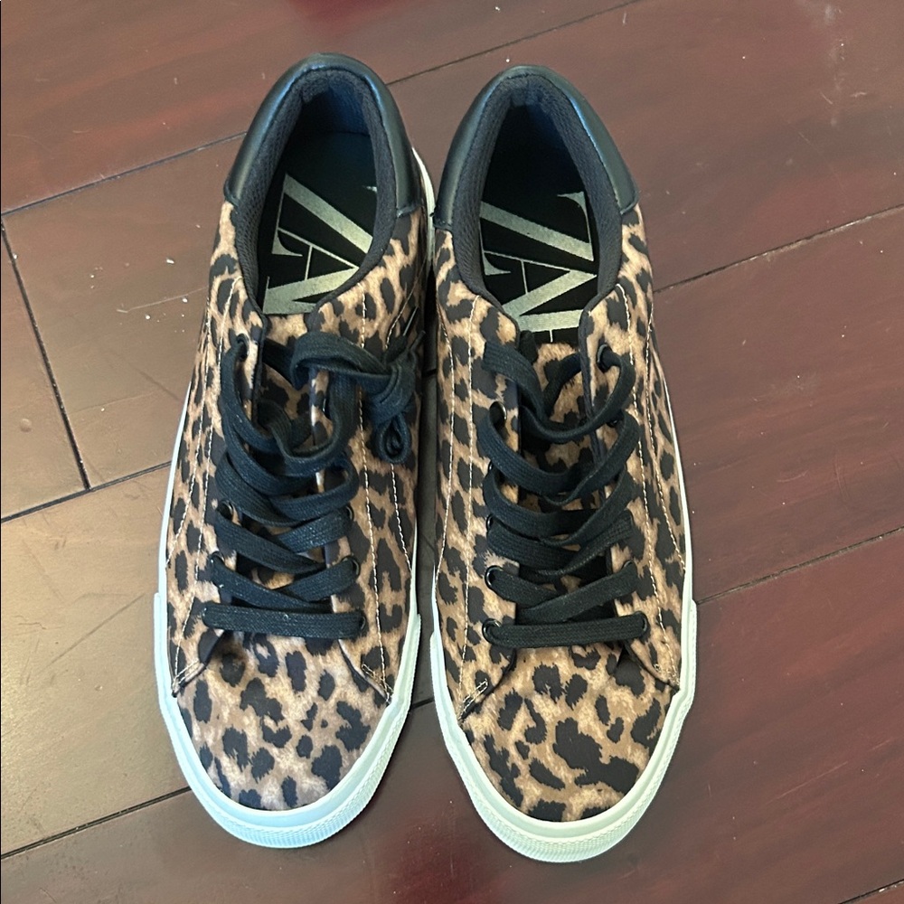 Zara Leopard Print Sneakers with Black Accents